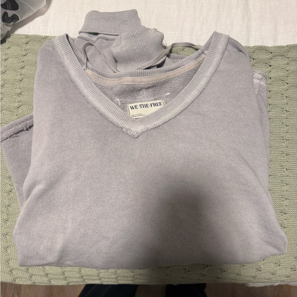 We The Free Relaxed V-Neck Pullover Sweatshirt in Gray - Picture 5 of 7
